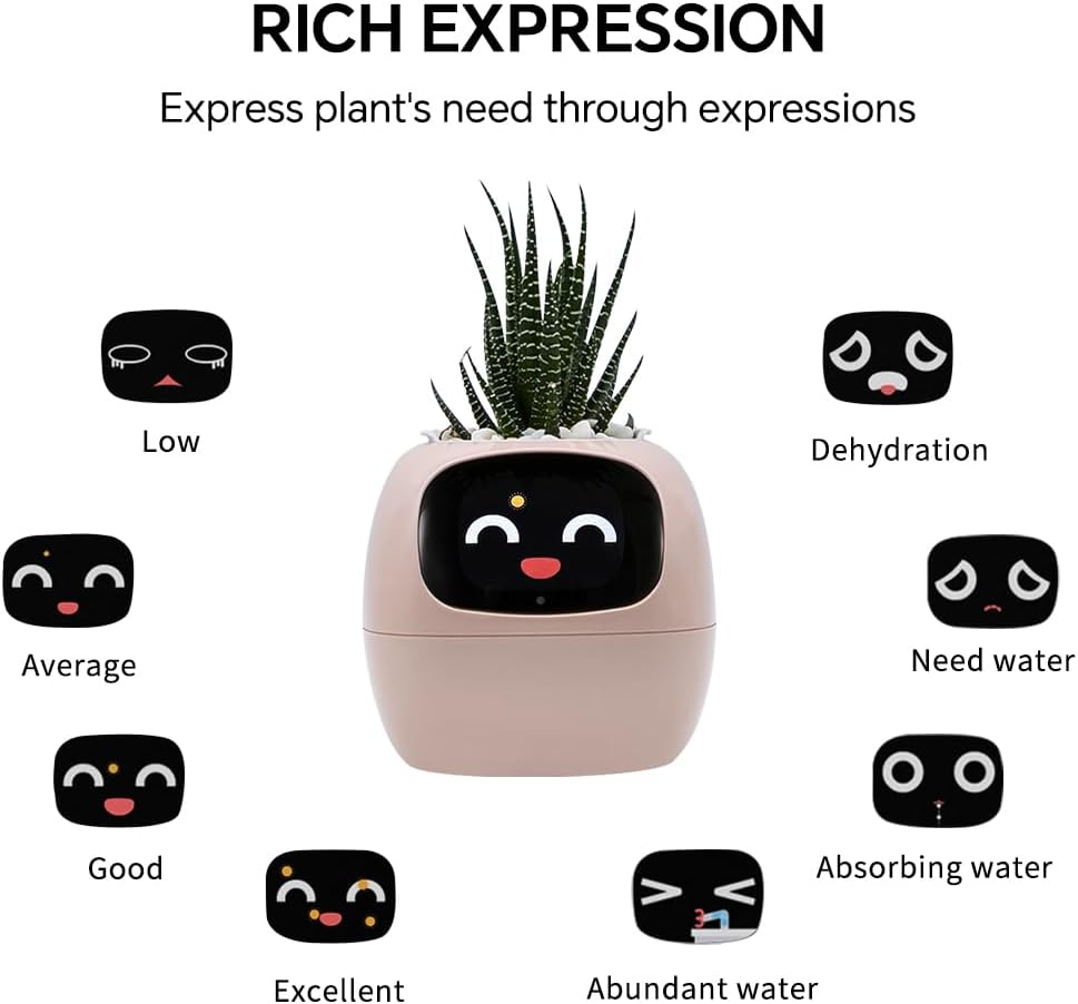 Cultiva con Alegría: Ivy Smart Planter con 49 Expresiones y 7 Sensores Inteligentes